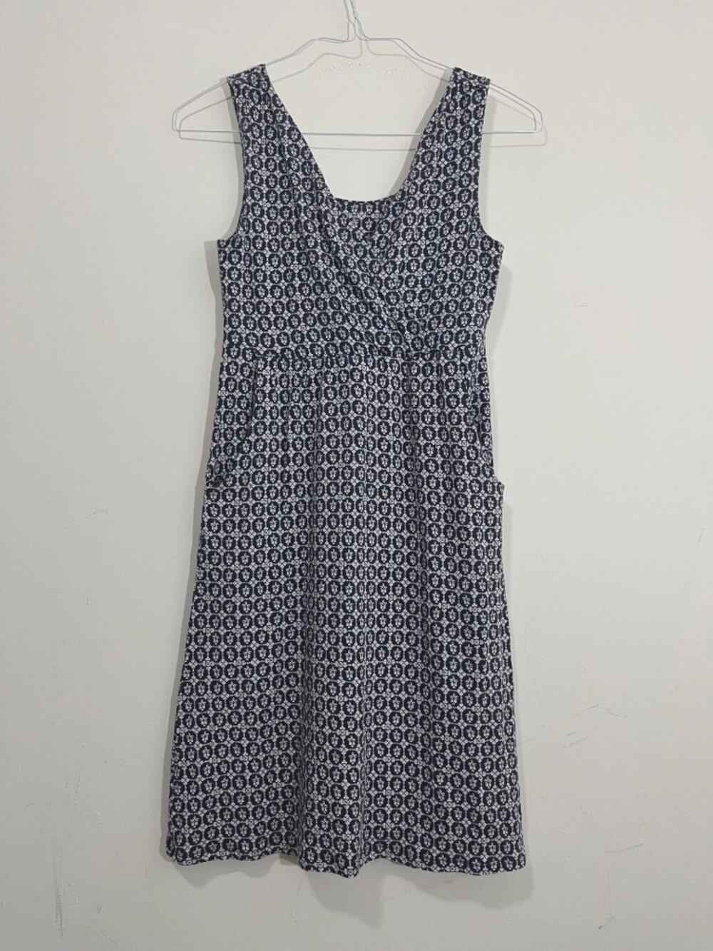 Garnet Hill Starlet Jersey Knit Tencel Tank Dress V-Neck XS Pockets Travel Comfy